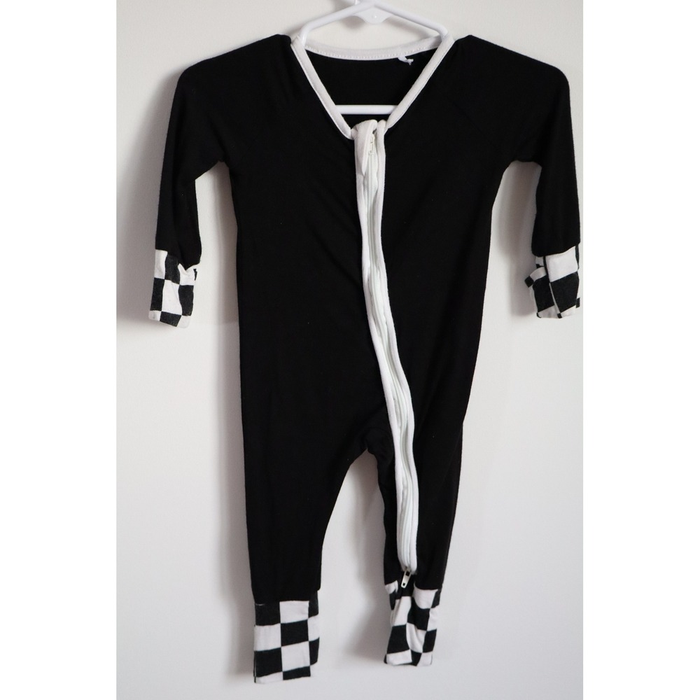 Unbranded Black Checkered Cuff Zippy 0-3 Months